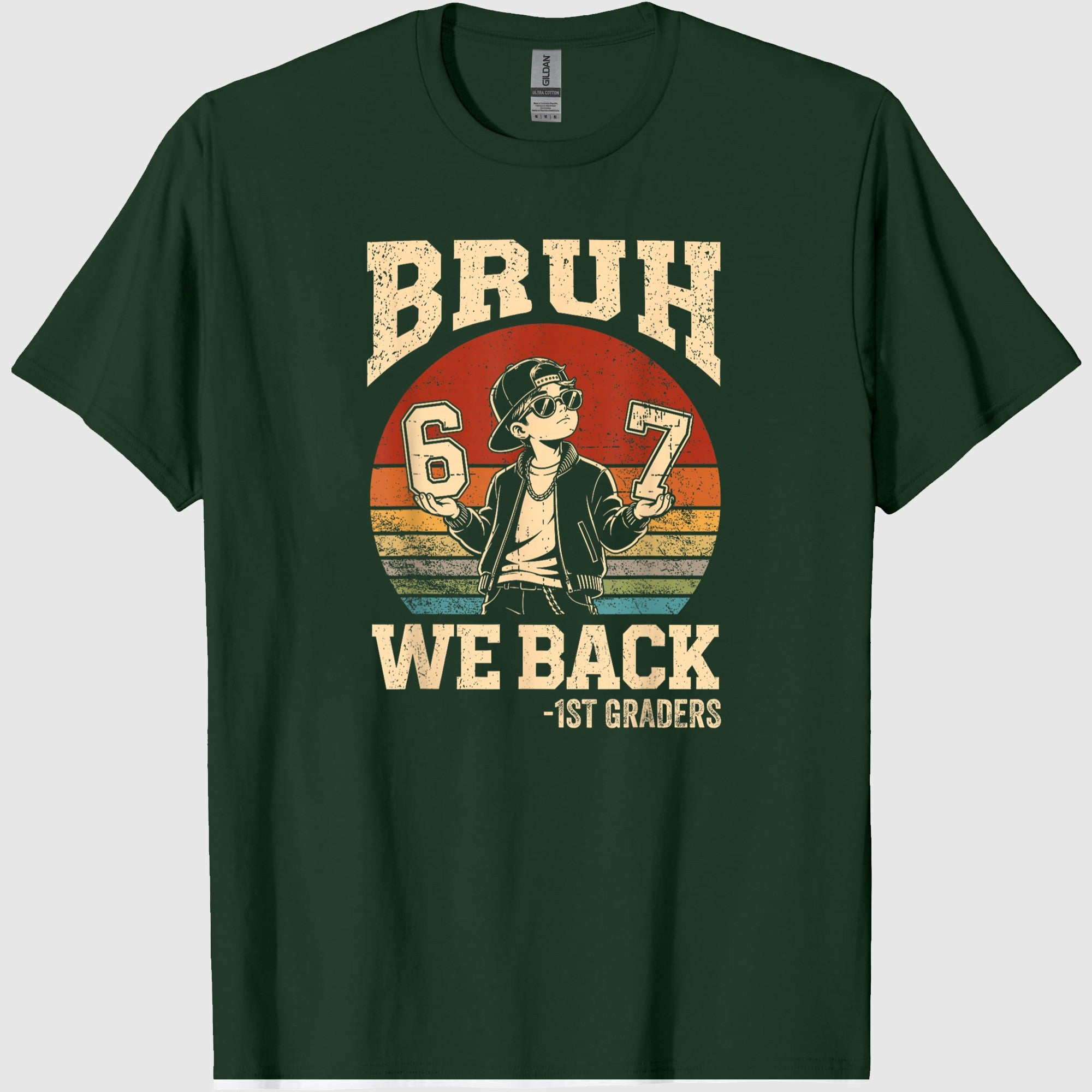 Back to School Bruh We Back 1st Grade 6 7 First Day School T-Shirt