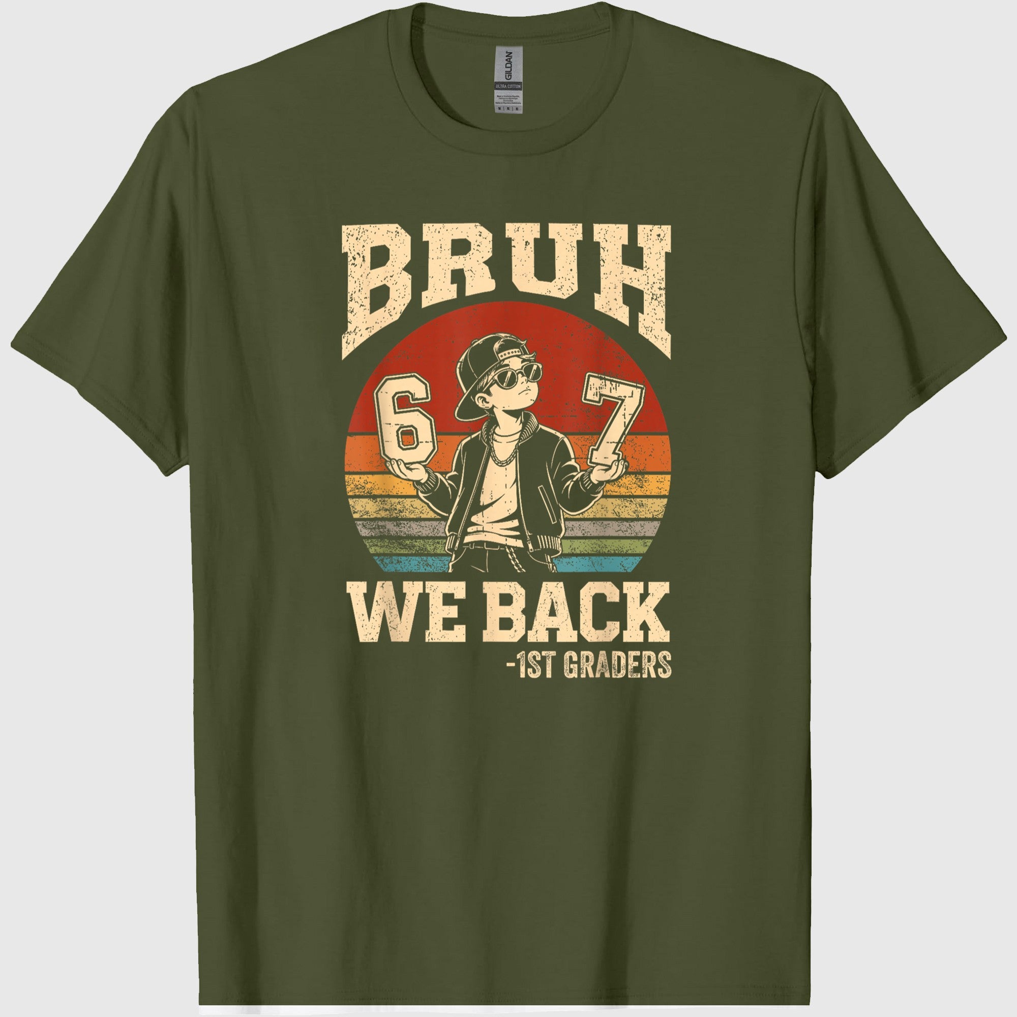 Back to School Bruh We Back 1st Grade 6 7 First Day School T-Shirt