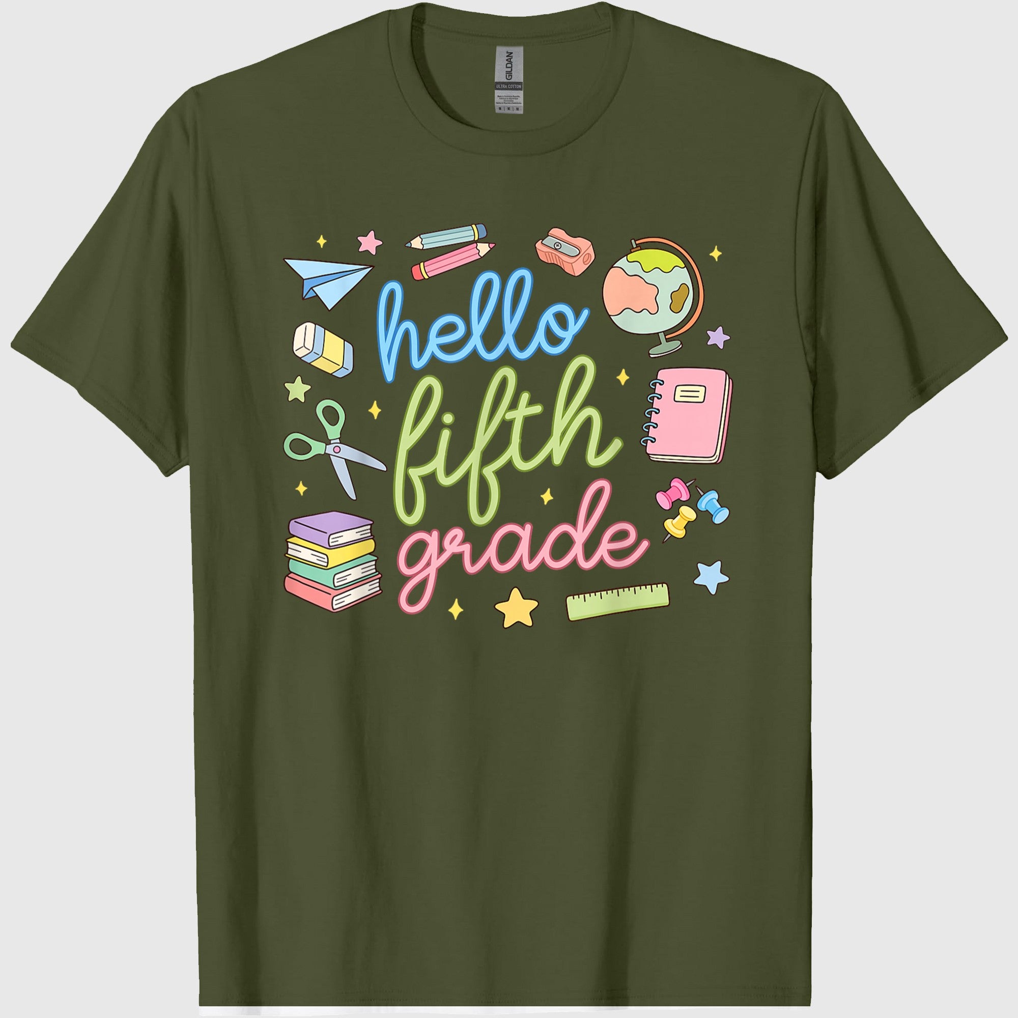 Back to School First Day Hello Fifth 5th Grade Teacher Girl T-Shirt